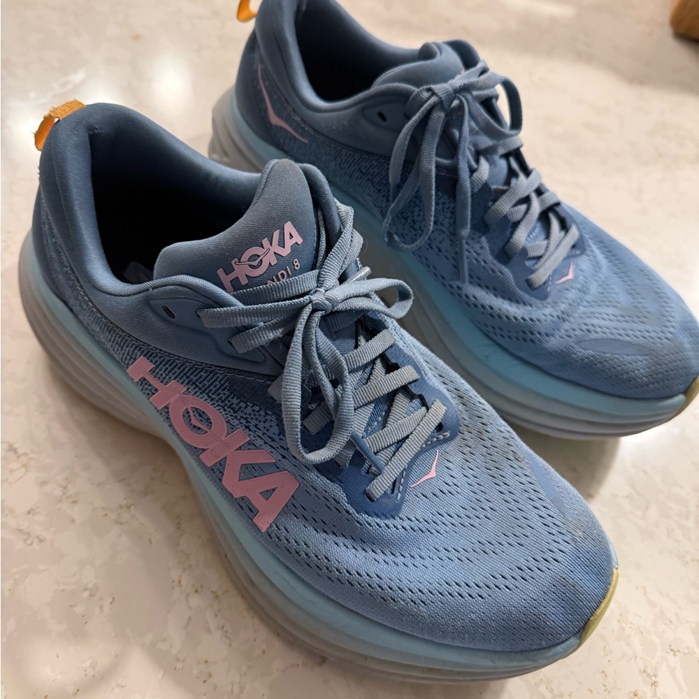 Hoka Women's Sky Blue Bondi 8 Athletic Shoes